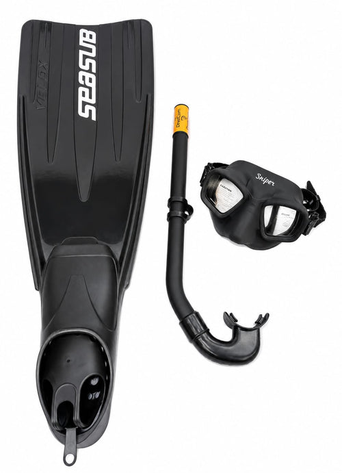 Kit Mergulho Snorkel - Nadadeira Velox + Máscara Sniper + Respirador