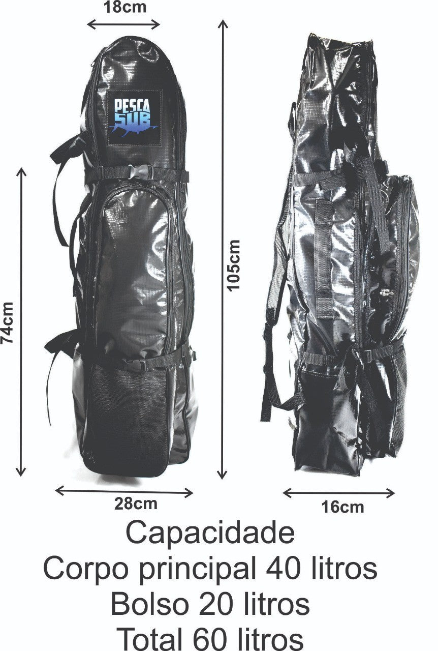 Big Mochila com  105cm para Equipamento e Nadadeiras Longas