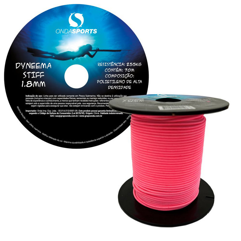 LINHA DYNEEMA STIFF 1,8mm (100% UHMWPE) Onda Sports (PINK)rolo com 70 metros